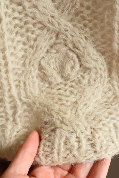 60s Beige Cable Mohair Cardigan