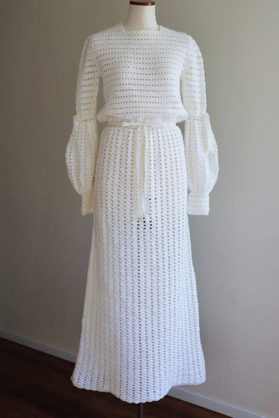 70s Crochet Floor Length Dress