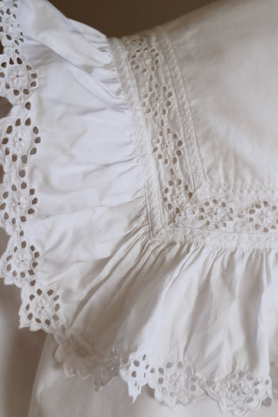 1900s Frilled Sailor Collar White Cotton Blouse