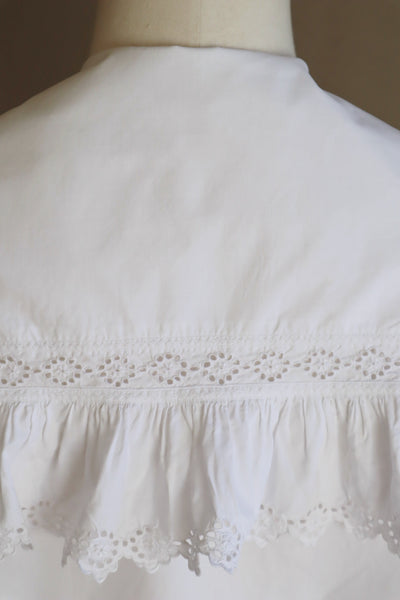 1900s Frilled Sailor Collar White Cotton Blouse