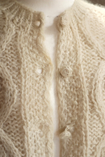 60s Beige Cable Mohair Cardigan