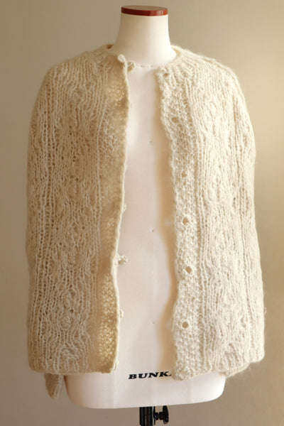 60s Beige Cable Mohair Cardigan