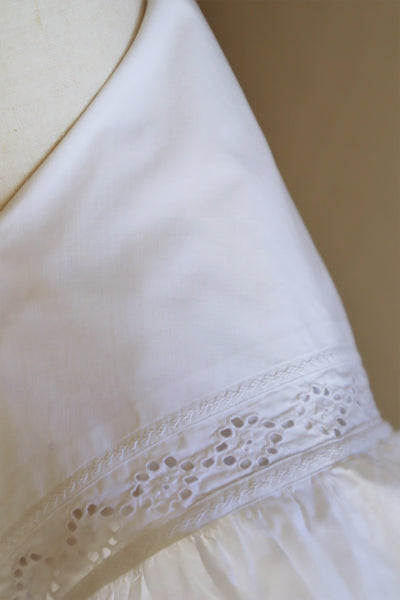 1900s Frilled Sailor Collar White Cotton Blouse