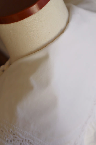 1900s Frilled Sailor Collar White Cotton Blouse