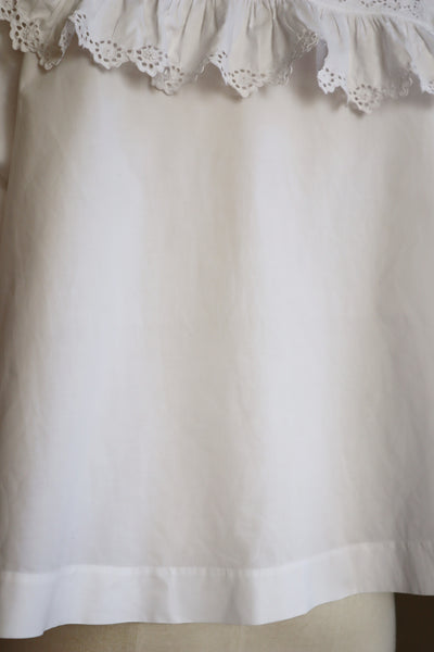 1900s Frilled Sailor Collar White Cotton Blouse