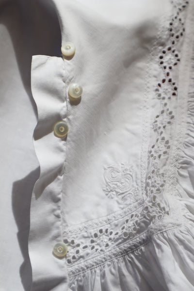 1900s Frilled Sailor Collar White Cotton Blouse