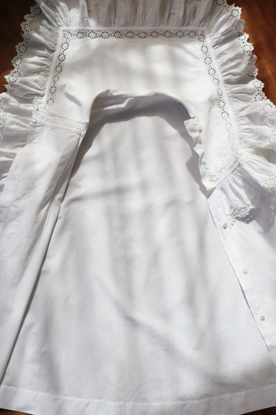 1900s Frilled Sailor Collar White Cotton Blouse