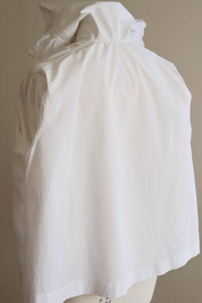 1900s Frilled Sailor Collar White Cotton Blouse