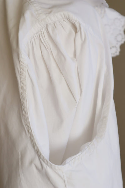 1900s Frilled Sailor Collar White Cotton Blouse