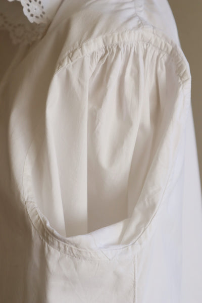 1900s Frilled Sailor Collar White Cotton Blouse