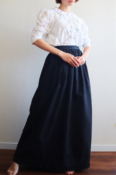 80s Embroidered Leg Of Mutton Puffy Sleeves Blouse