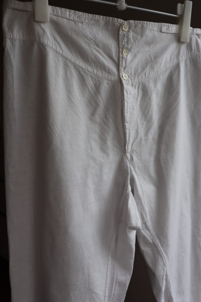 1920s French Vintage Men's White Cotton Long Johns