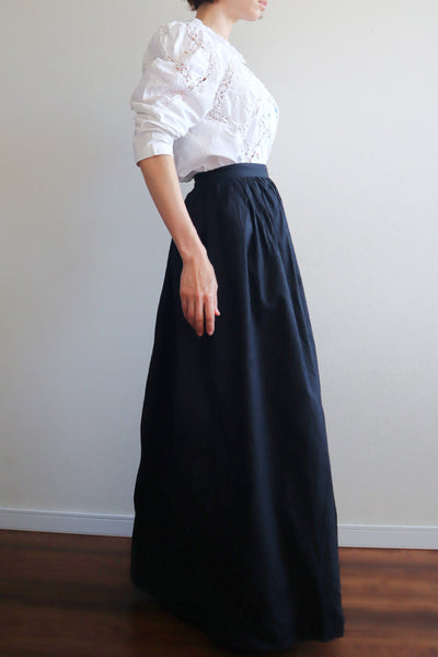 80s Embroidered Leg Of Mutton Puffy Sleeves Blouse