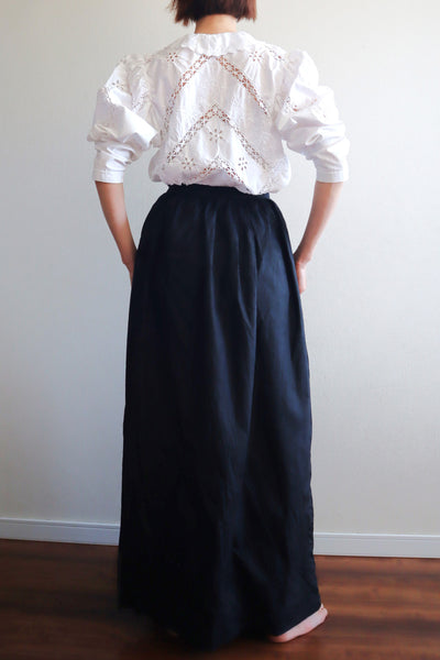 80s Embroidered Leg Of Mutton Puffy Sleeves Blouse