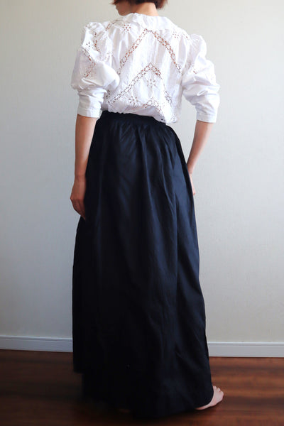 80s Embroidered Leg Of Mutton Puffy Sleeves Blouse