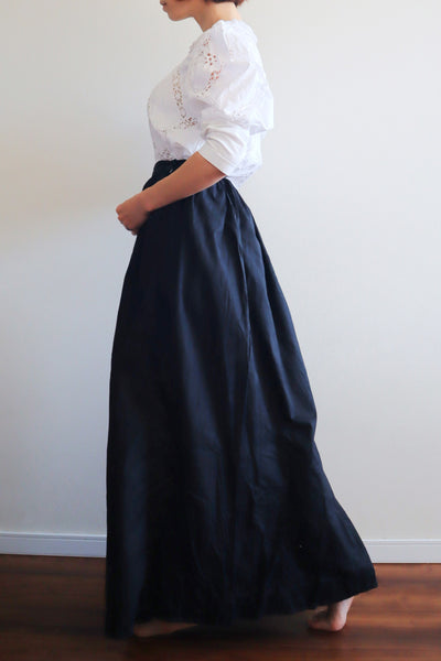 80s Embroidered Leg Of Mutton Puffy Sleeves Blouse