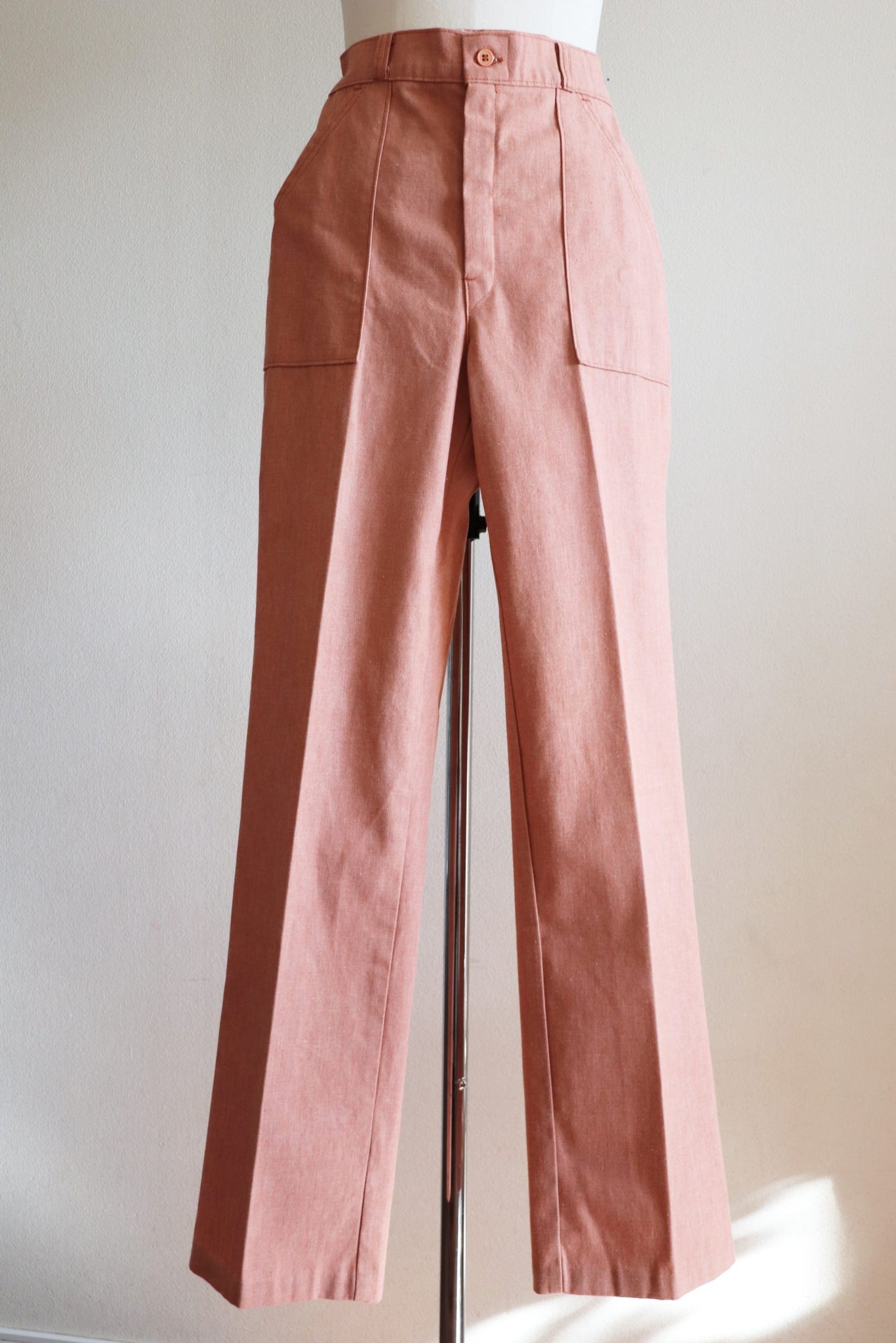 70s Pink High Waist Center Press Pants