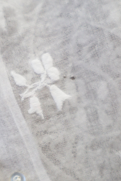 Edwardian White Flower Embroidery Soft Cotton Gauze Blouse