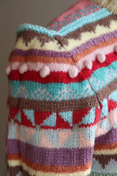 80s Multicolor Hand Knit Wool Sweater