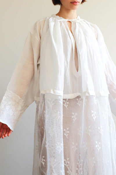 1900s Floral Lace Linen Church Dress