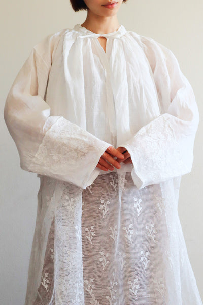 1900s Floral Lace Linen Church Dress