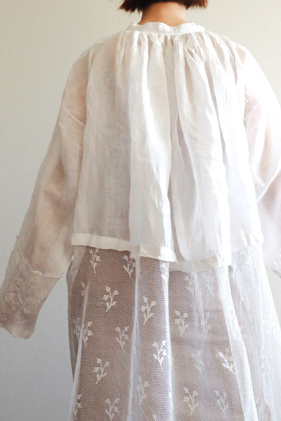 1900s Floral Lace Linen Church Dress
