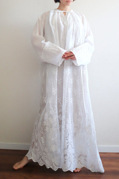 1900s Floral Lace Linen Church Dress