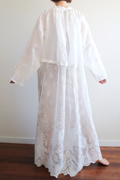 1900s Floral Lace Linen Church Dress
