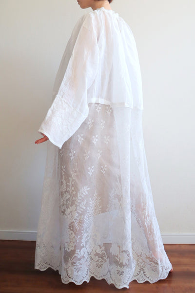 1900s Floral Lace Linen Church Dress