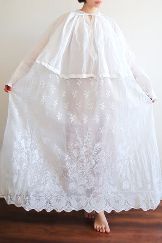 1900s Floral Lace Linen Church Dress