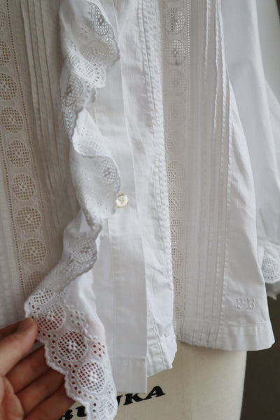 1910s Ruffle Lace Tuck Design Blouse