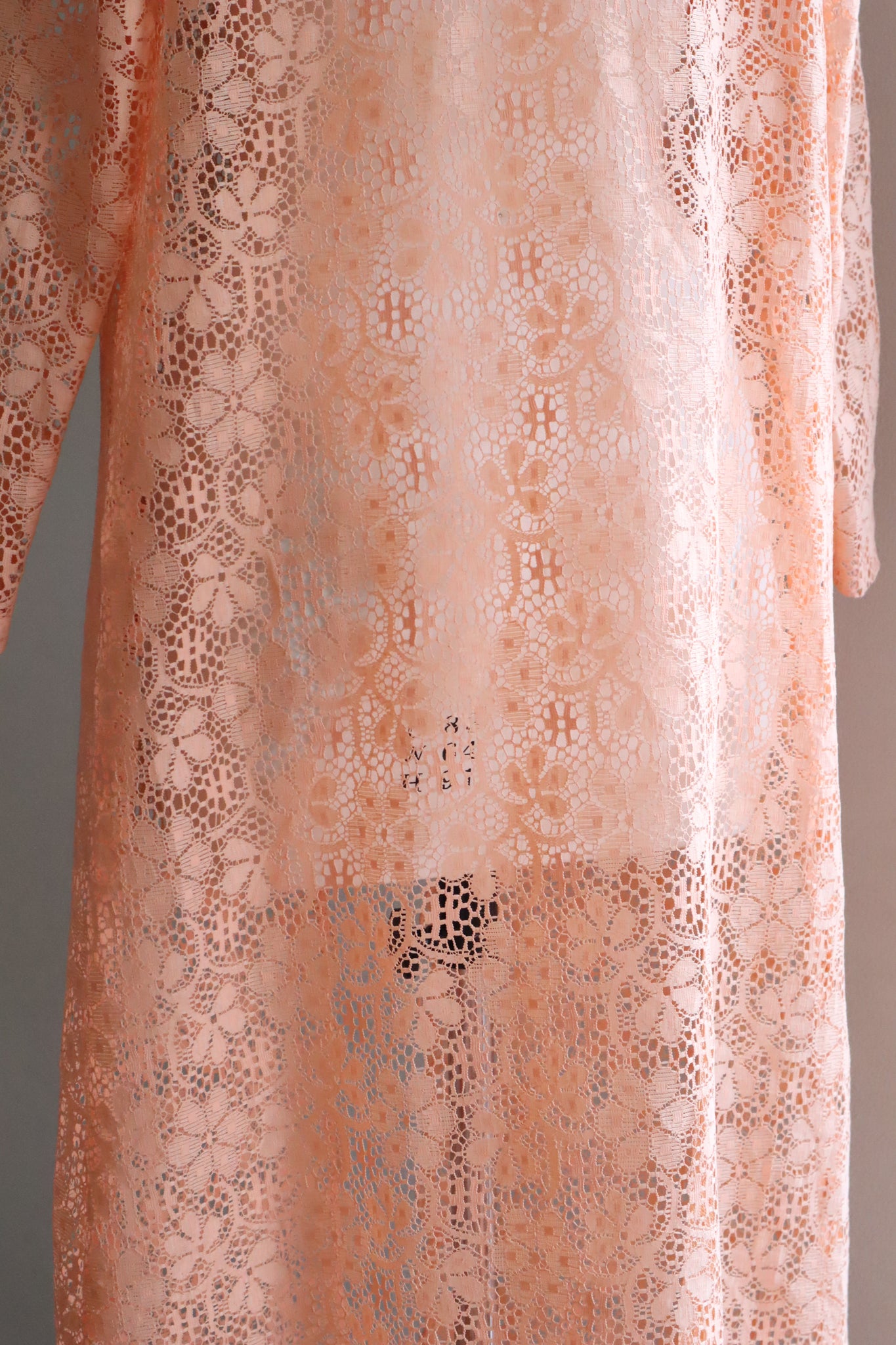 70s Coral Floral Lace Long Gown