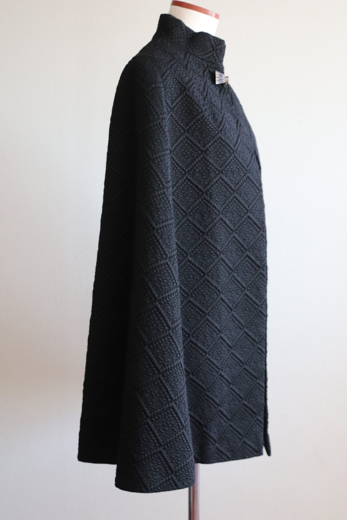 Made In England 1950s Black Textured Wool Cape