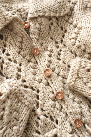 70s Beige Hand Knit Cardigan