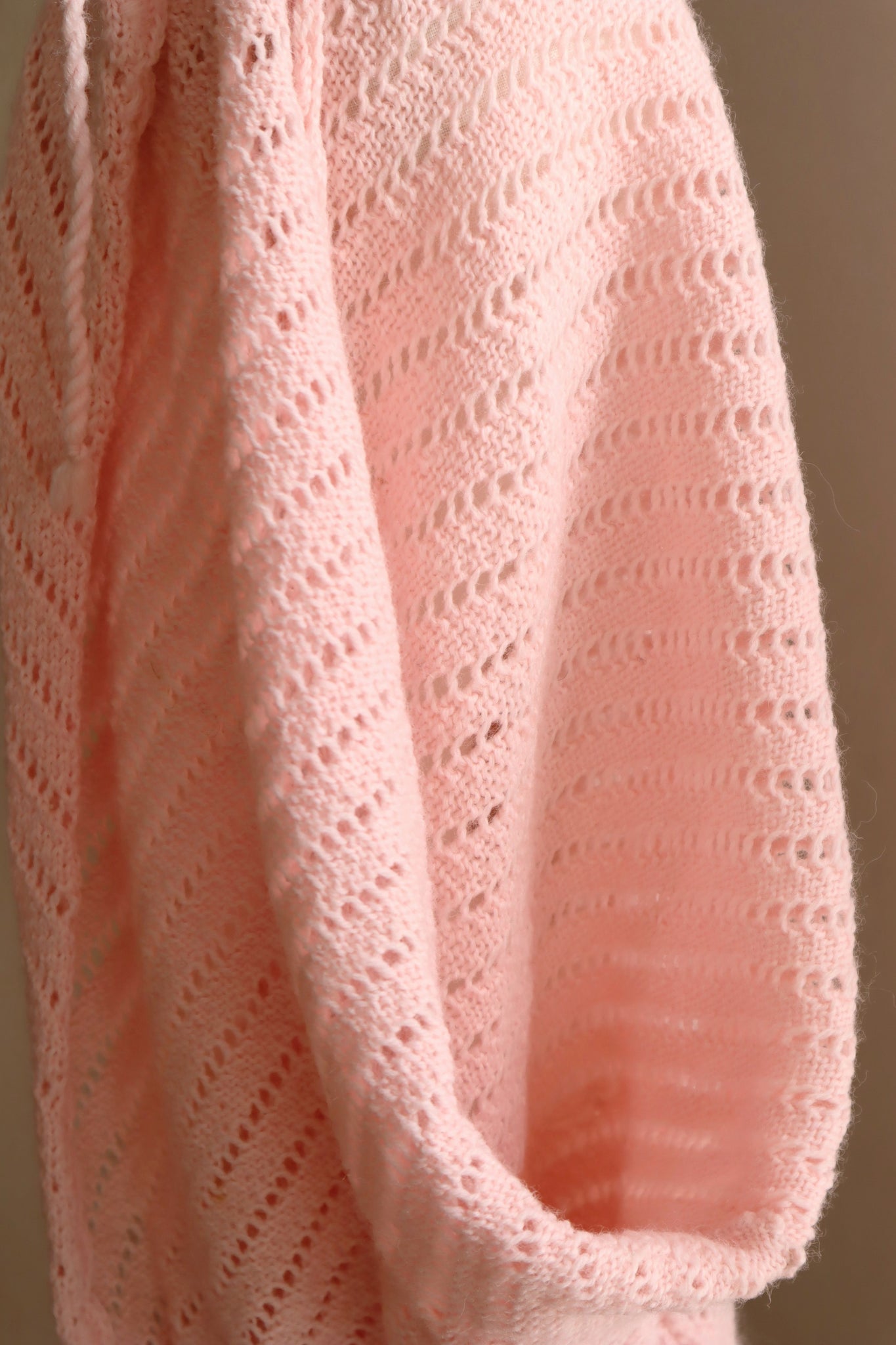 70s Wool Pink Crochet Cardigan