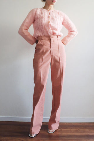 70s Pink High Waist Center Press Pants