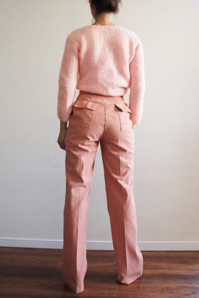 70s Pink High Waist Center Press Pants