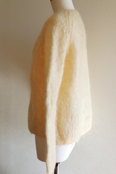 60s Off White Cable Mohair Cardigan