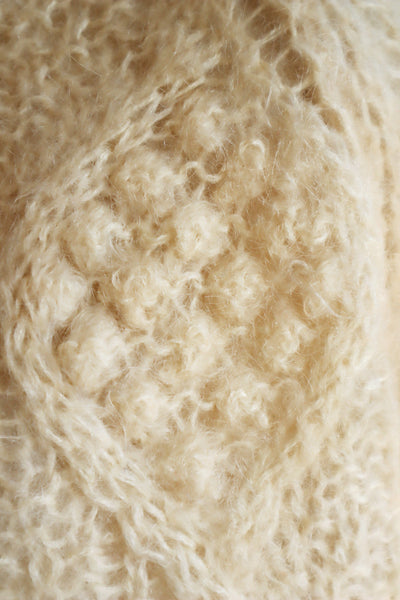 60s Off White Cable Mohair Cardigan