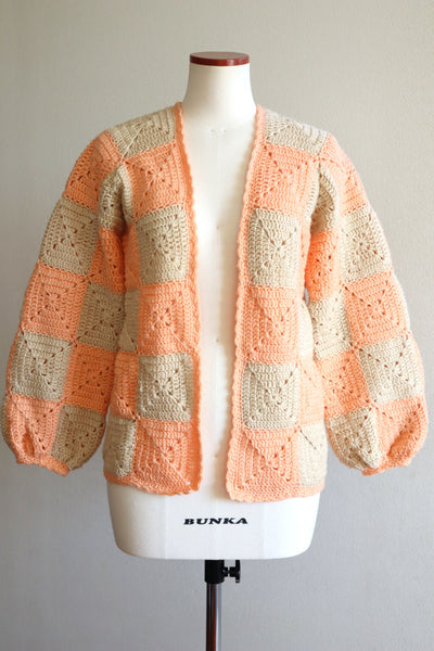 70s Hand Knit Crochet Cardigan