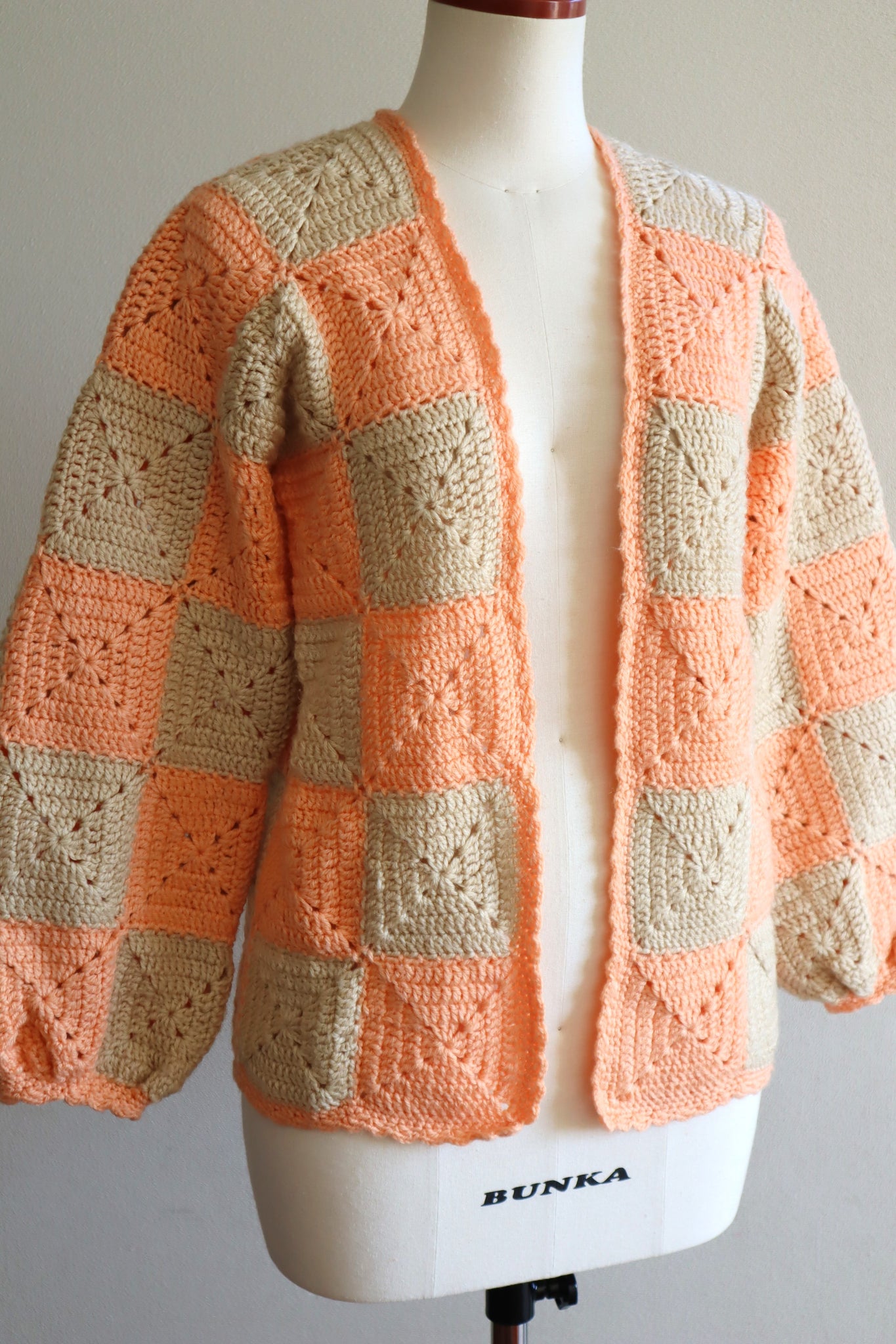 70s Hand Knit Crochet Cardigan