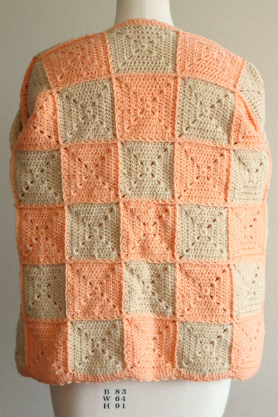 70s Hand Knit Crochet Cardigan