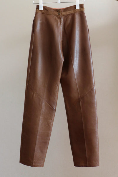 70s High Waist Soft Leather Pants
