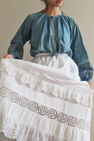 1910s White Cotton Edwardian Skirt