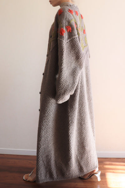 80s Hand Knit Mohair Wool Long Cardigan
