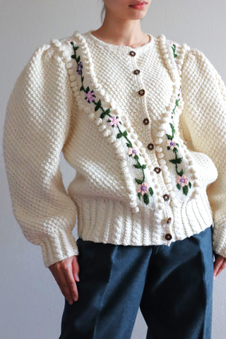 80s Balloon Sleeve Austrian Cardigan