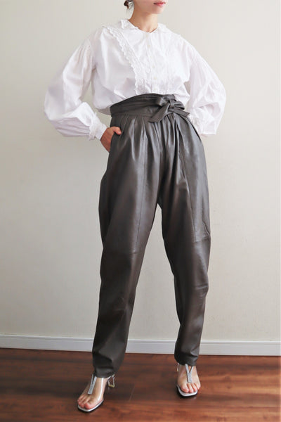 80s Dark Brown Leather Pants