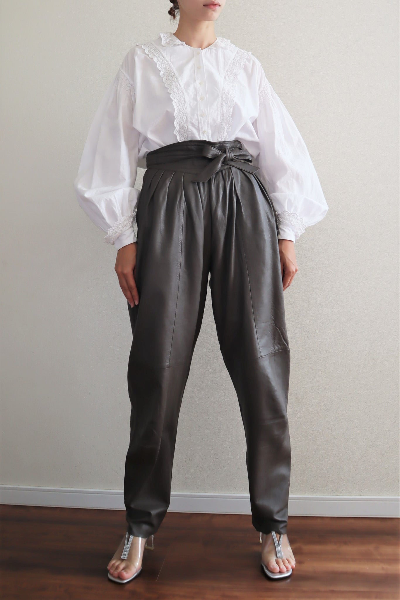 80s Dark Brown Leather Pants