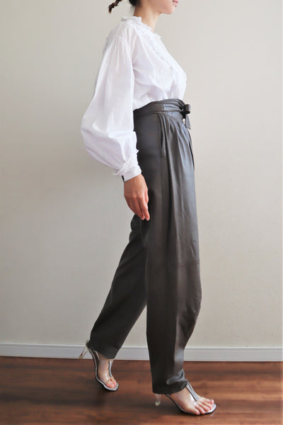 80s Dark Brown Leather Pants