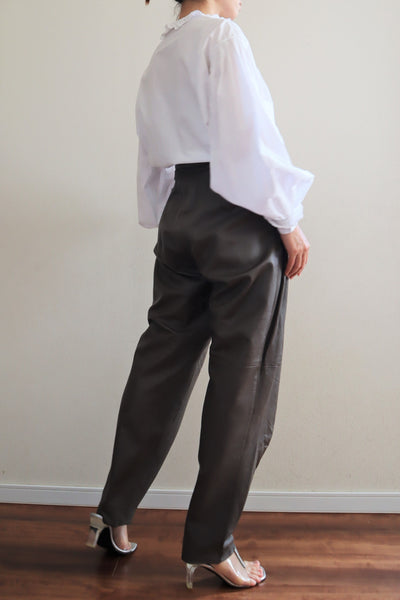 80s Dark Brown Leather Pants